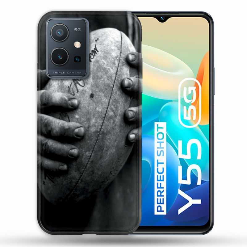 Coque Pour Vivo Y55 5G Sport Rugby Ballon Vintage