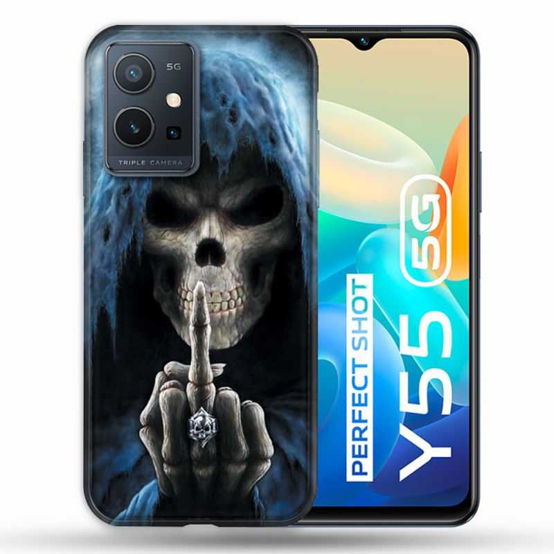 Coque Pour Vivo Y55 5G Tete de Mort Doigt