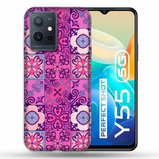 Coque Pour Vivo Y55 5G Texture Carreau Ciment Violet