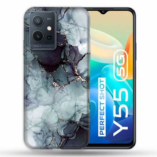 Coque Pour Vivo Y55 5G Texture Marbre Gris