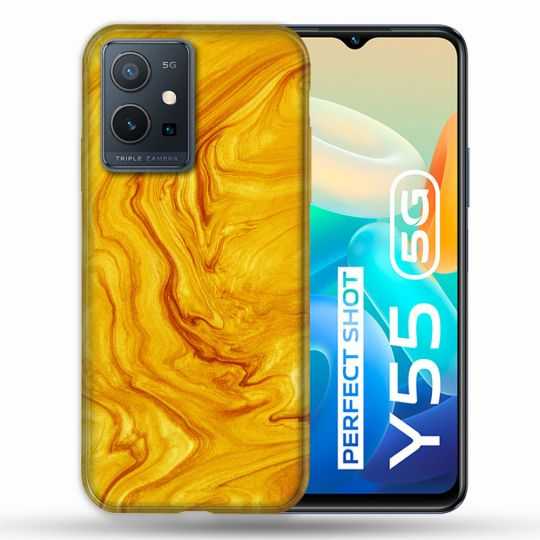Coque Pour Vivo Y55 5G Texture Marbre Jaune