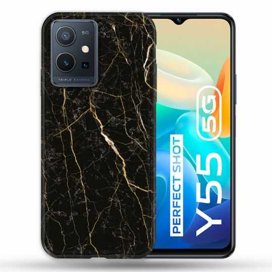 Coque Pour Vivo Y55 5G Texture Marbre Noir