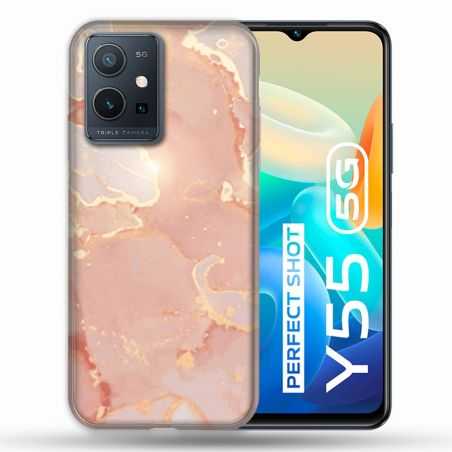Coque Pour Vivo Y55 5G Texture Marbre Rose