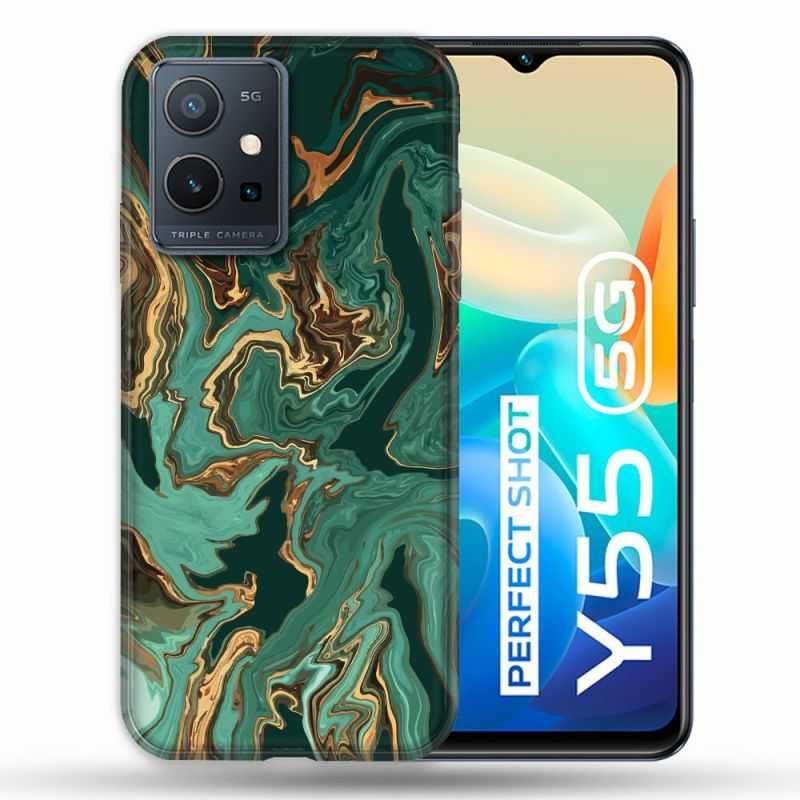 Coque Pour Vivo Y55 5G Texture Marbre Vert