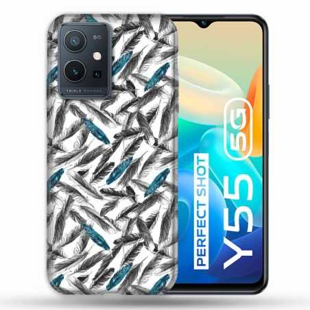 Coque Pour Vivo Y55 5G Texture Plume Canard