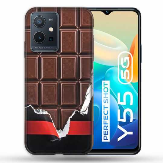 Coque Pour Vivo Y55 5G Texture Trompe Oeil Chocolat