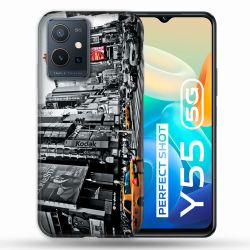 Coque Pour Vivo Y55 5G Voyage Amerique USA New York Taxi