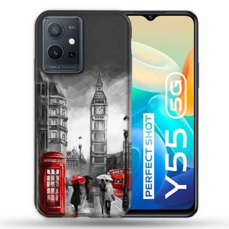 Coque Pour Vivo Y55 5G Voyage Angleterre Londres Vintage