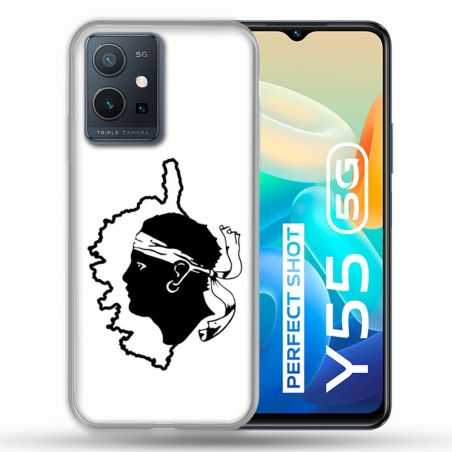 Coque Pour Vivo Y55 5G Voyage Corse Blanc