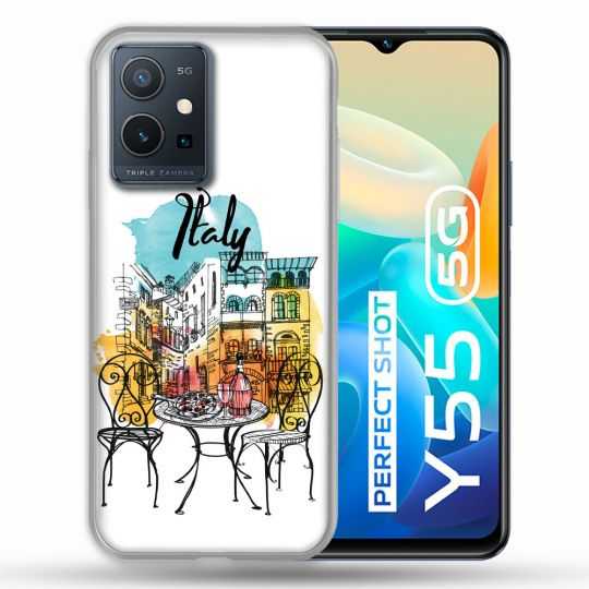 Coque Pour Vivo Y55 5G Voyage Italie Vintage