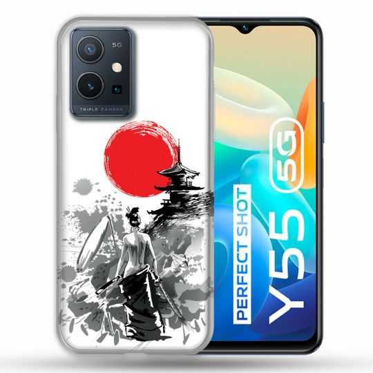 Coque Pour Vivo Y55 5G Voyage Japon Femme