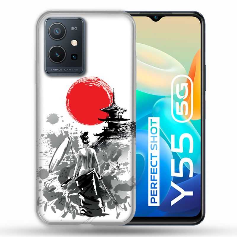 Coque Pour Vivo Y55 5G Voyage Japon Femme