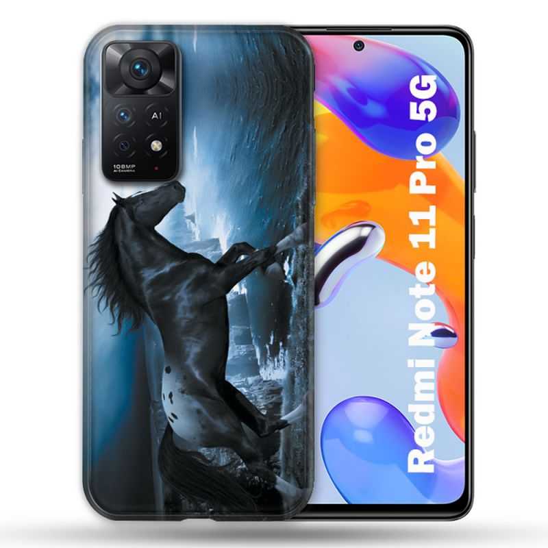 Coque Pour Xiaomi Redmi Note 11 Pro / 11 Pro 5G Animal Cheval Noir