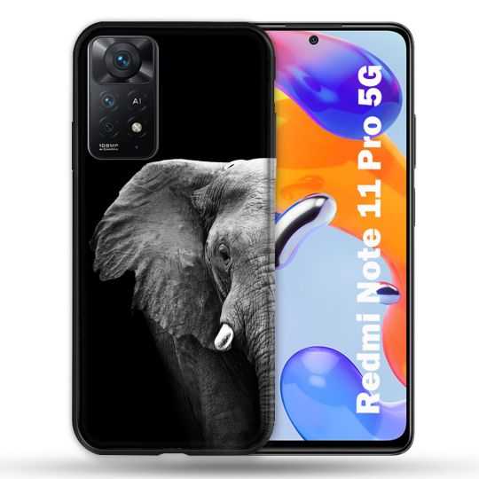 Coque Pour Xiaomi Redmi Note 11 Pro / 11 Pro 5G Animal Elephant Noir