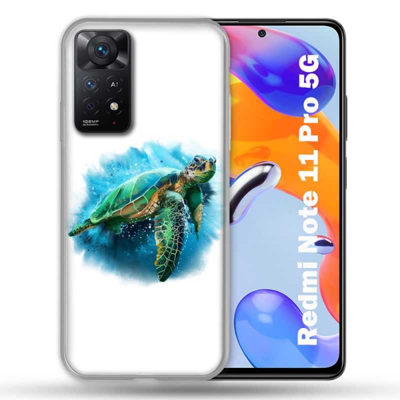 Coque Pour Xiaomi Redmi Note 11 Pro / 11 Pro 5G Animal Tortue Blanche multicolore