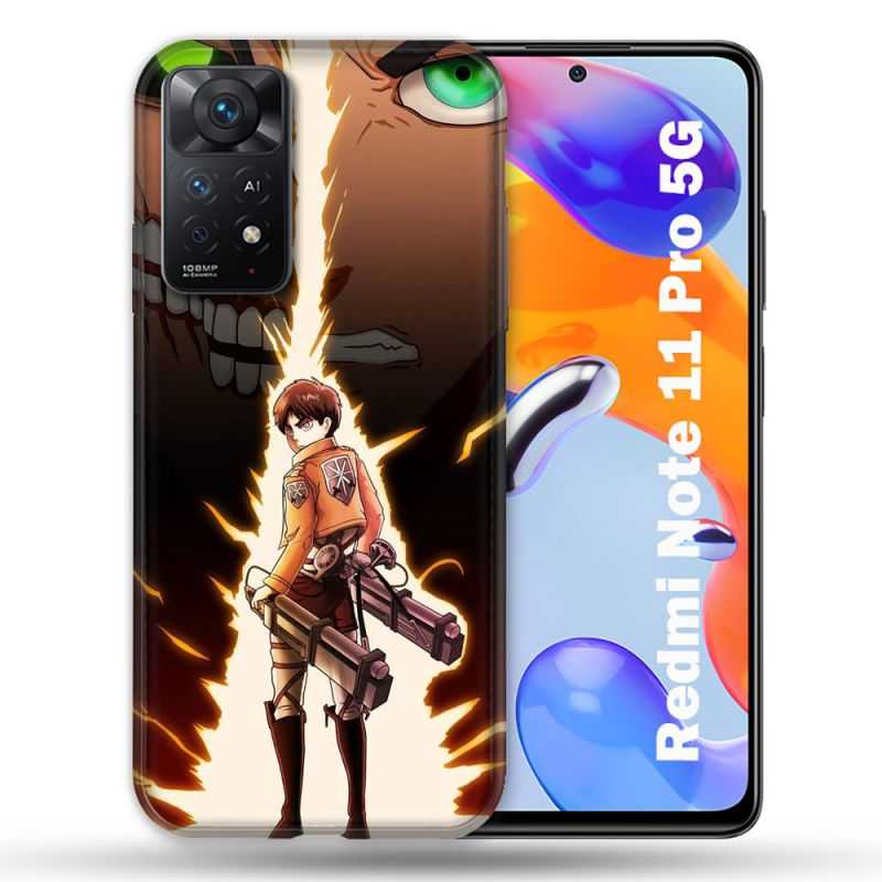 Coque Pour Xiaomi Redmi Note 11 Pro / 11 Pro 5G Manga Attaque Titans Eren Eclair