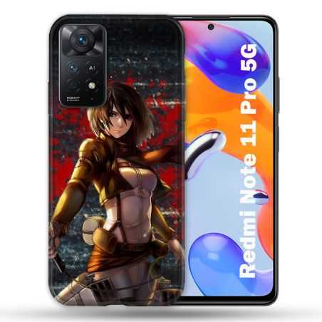 Coque Pour Xiaomi Redmi Note 11 Pro / 11 Pro 5G Manga Attaque Titans Mikasa