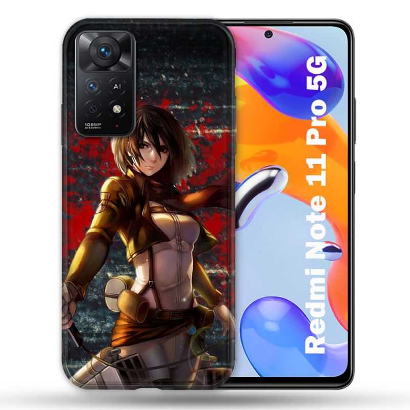 Coque Pour Xiaomi Redmi Note 11 Pro / 11 Pro 5G Manga Attaque Titans Mikasa