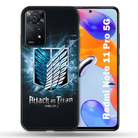 Coque Pour Xiaomi Redmi Note 11 Pro / 11 Pro 5G Manga Attaque Titans Noir
