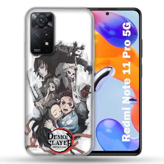 Coque Pour Xiaomi Redmi Note 11 Pro / 11 Pro 5G Manga Demon Slayer Blanc