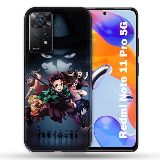Coque Pour Xiaomi Redmi Note 11 Pro / 11 Pro 5G Manga Demon Slayer Noir