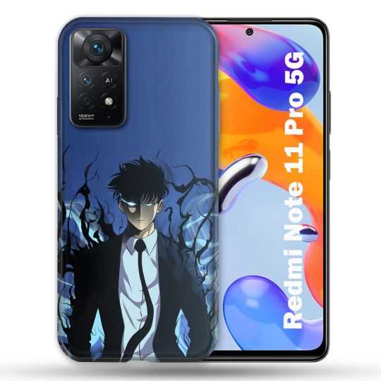 Coque Pour Xiaomi Redmi Note 11 Pro / 11 Pro 5G Manga Solo Leveling Sung Bleu