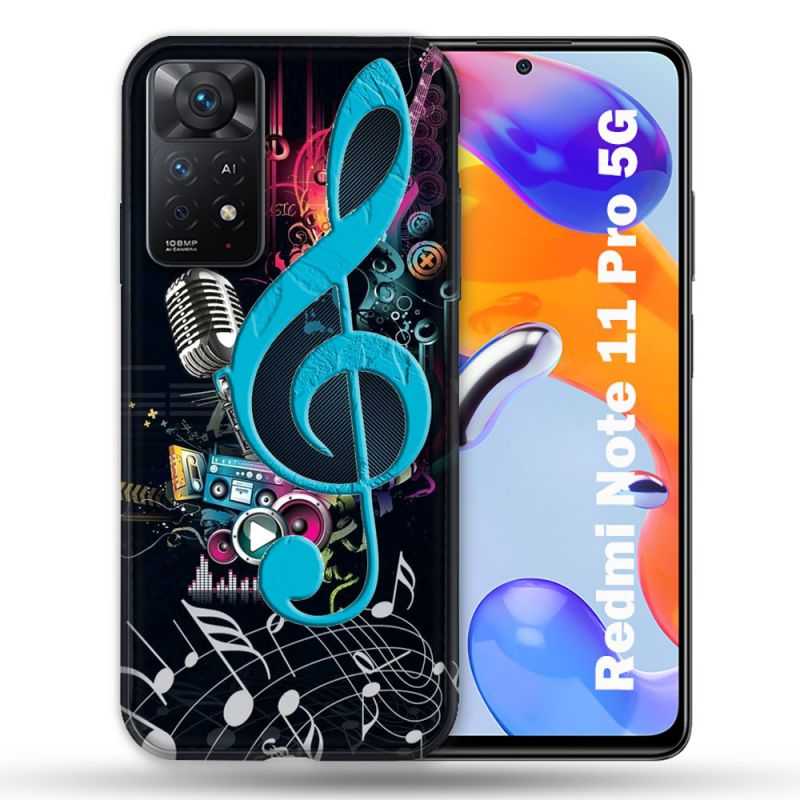 Coque Pour Xiaomi Redmi Note 11 Pro / 11 Pro 5G Musique Cle Sol Bleu