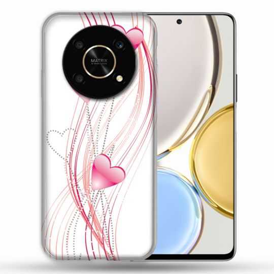 Coque Pour Honor Magic 4 Lite Amour Coeur Rose Montant sur Blanc