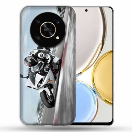 Coque Pour Honor Magic 4 Lite Moto Course GP Blanche