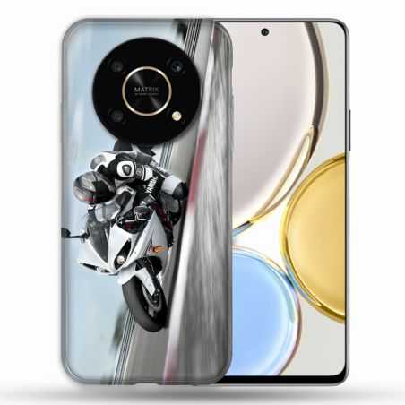 Coque Pour Honor Magic 4 Lite Moto Course GP Blanche