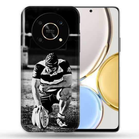Coque Pour Honor Magic 4 Lite Sport Rugby Noir Blanc