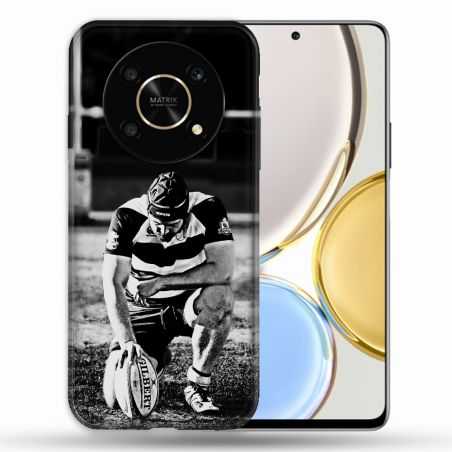 Coque Pour Honor Magic 4 Lite Sport Rugby Noir Blanc