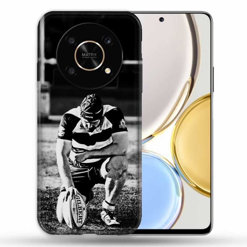 Coque Pour Honor Magic 4 Lite Sport Rugby Noir Blanc