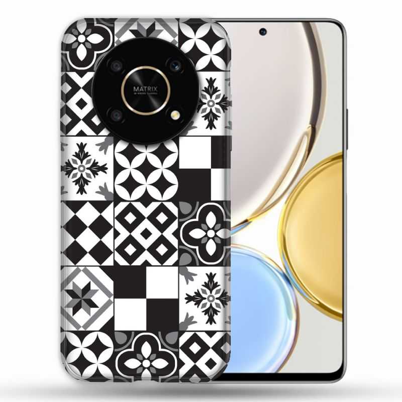 Coque Pour Honor Magic 4 Lite Texture Carreau Ciment Noir