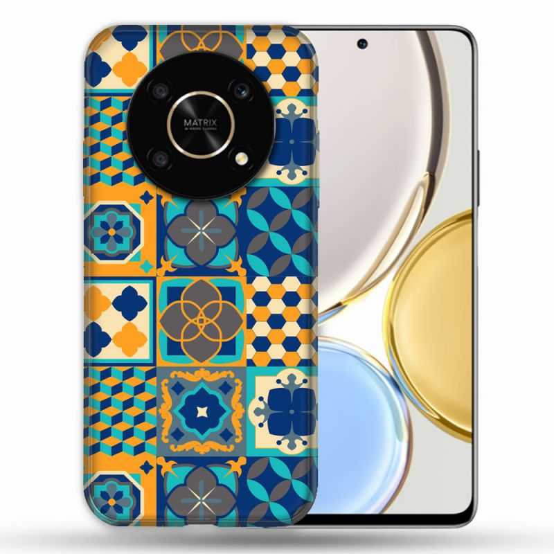 Coque Pour Honor Magic 4 Lite Texture Carreau Ciment Orange