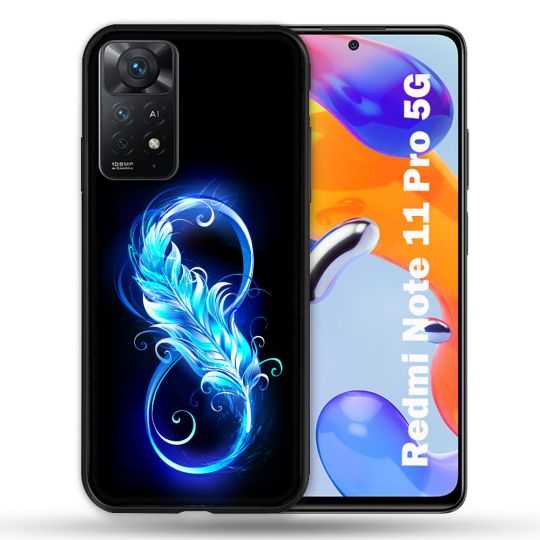 Coque Pour Xiaomi Redmi Note 11 Pro / 11 Pro 5G Texture Plume Infini Bleu