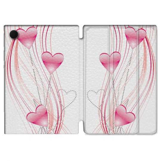 Housse Smart Cover Pour Samsung Galaxy Tab A8 (2022) 10.5 Amour Coeur Rose Montant sur Blanc