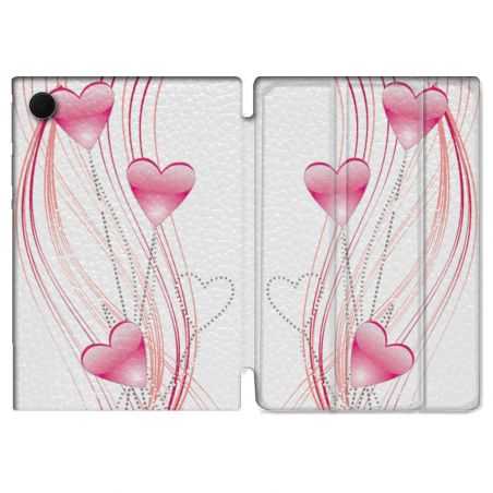 Housse Smart Cover Pour Samsung Galaxy Tab A8 (2022) 10.5 Amour Coeur Rose Montant sur Blanc