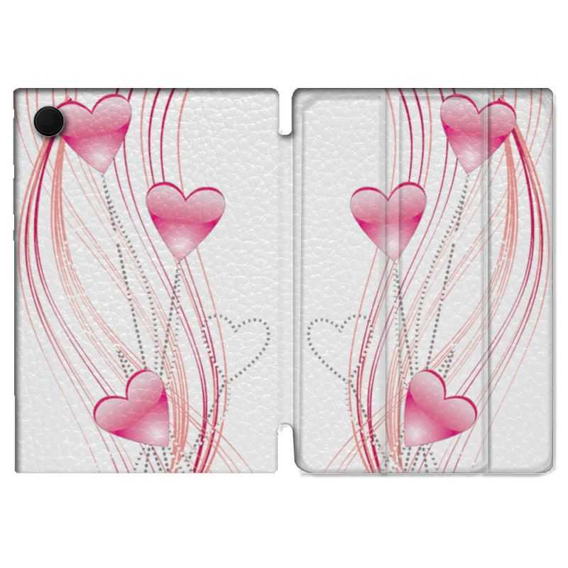 Housse Smart Cover Pour Samsung Galaxy Tab A8 (2022) 10.5 Amour Coeur Rose Montant sur Blanc
