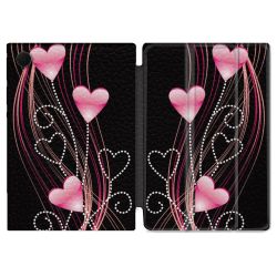 Housse Smart Cover Pour Samsung Galaxy Tab A8 (2022) 10.5 Amour Coeur Rose Montant sur Noir