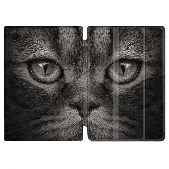 Housse Smart Cover Pour Samsung Galaxy Tab A8 (2022) 10.5 Animal Chat Gris