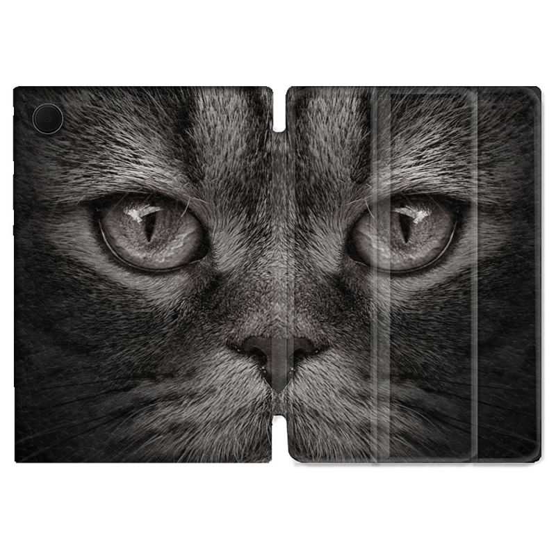 Housse Smart Cover Pour Samsung Galaxy Tab A8 (2022) 10.5 Animal Chat Gris
