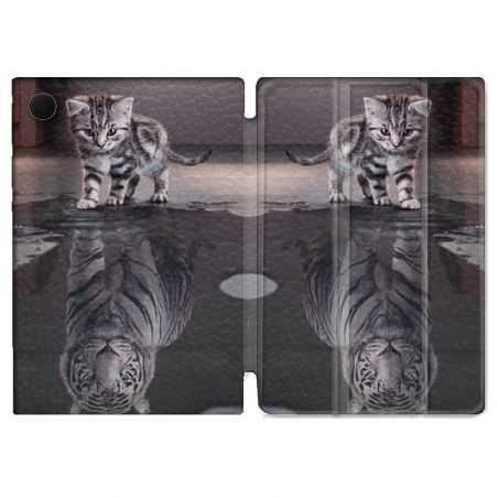 Housse Smart Cover Pour Samsung Galaxy Tab A8 (2022) 10.5 Animal Chat Reflet