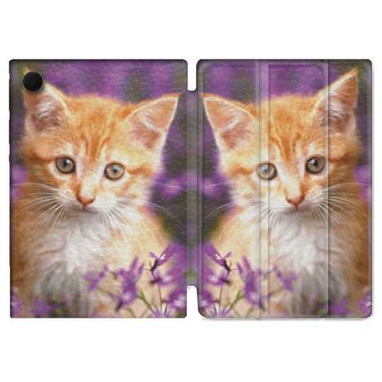 Housse Smart Cover Pour Samsung Galaxy Tab A8 (2022) 10.5 Animal Chat Violet