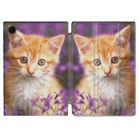Housse Smart Cover Pour Samsung Galaxy Tab A8 (2022) 10.5 Animal Chat Violet