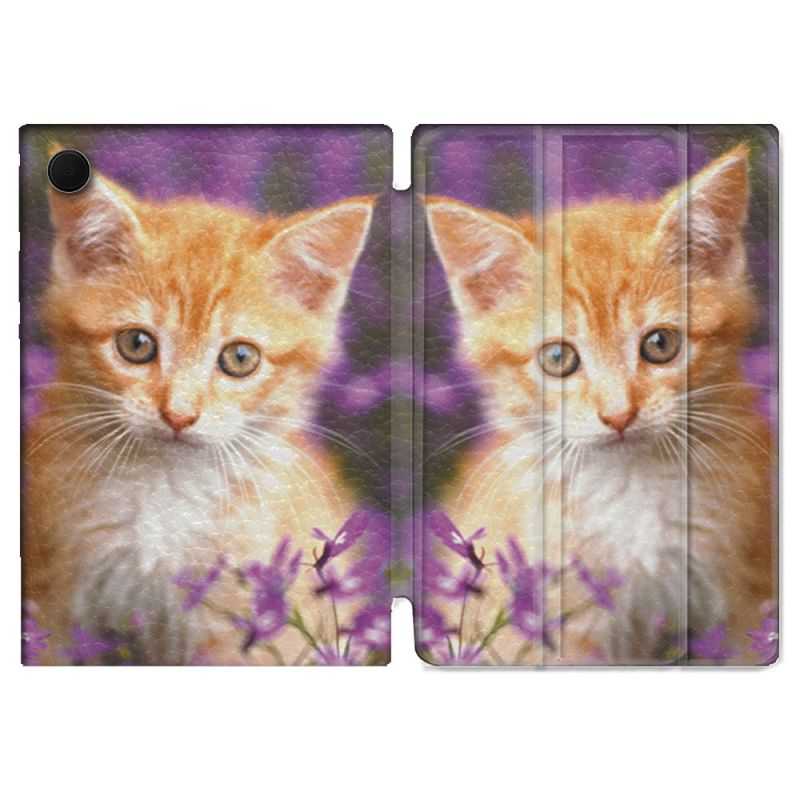Housse Smart Cover Pour Samsung Galaxy Tab A8 (2022) 10.5 Animal Chat Violet