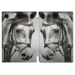 Housse Smart Cover Pour Samsung Galaxy Tab A8 (2022) 10.5 Animal Cheval Blanc
