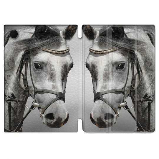Housse Smart Cover Pour Samsung Galaxy Tab A8 (2022) 10.5 Animal Cheval Blanc