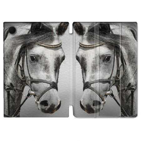 Housse Smart Cover Pour Samsung Galaxy Tab A8 (2022) 10.5 Animal Cheval Blanc