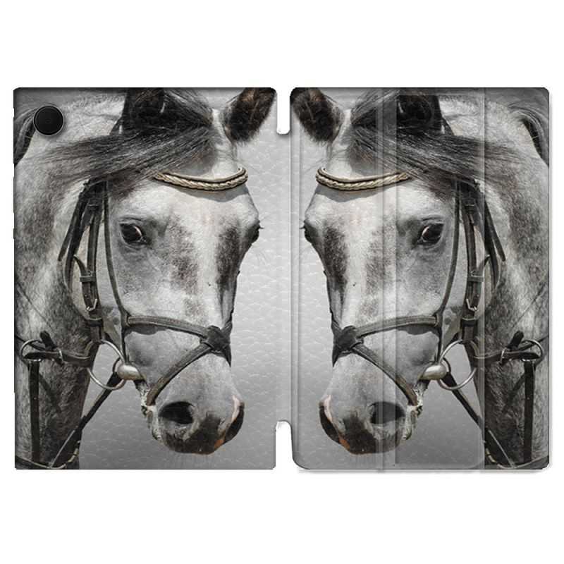 Housse Smart Cover Pour Samsung Galaxy Tab A8 (2022) 10.5 Animal Cheval Blanc